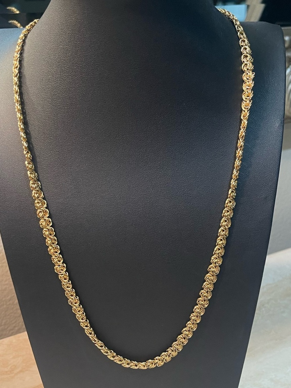 Chunky Gold Textured Spanish Link Chain Statement Necklace